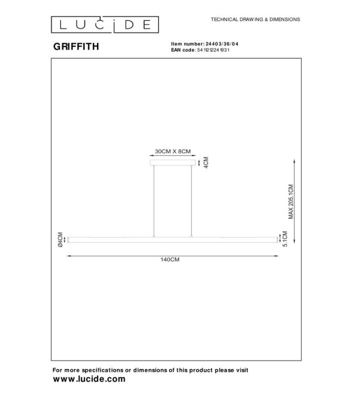 Premium Griffith Pendant light - LED Dim. CCT 1x33W 2700K/4000K - Bronze-10
