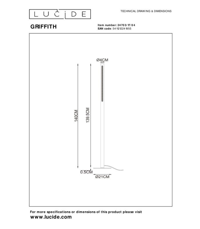 Premium Griffith Floor lamp Ø21cm LED Dim. CCT 1x18W 2700K/4000K - Bronze-8
