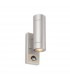 2 Light Outdoor PIR Up Down Wall Light Brushed Stainless Steel, Glass IP44, GU10 - 1