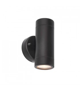 2 Light Outdoor Wall Light Matt Black, Glass IP44, GU10 - 1