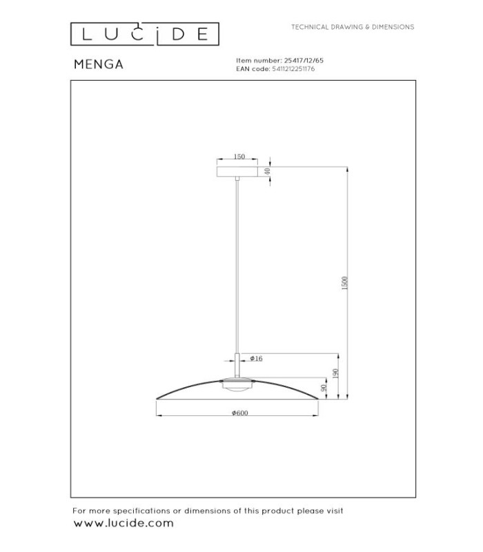Premium Menga Pendant light Ø60cm LED Dim. 2700K - Smoke Grey-10