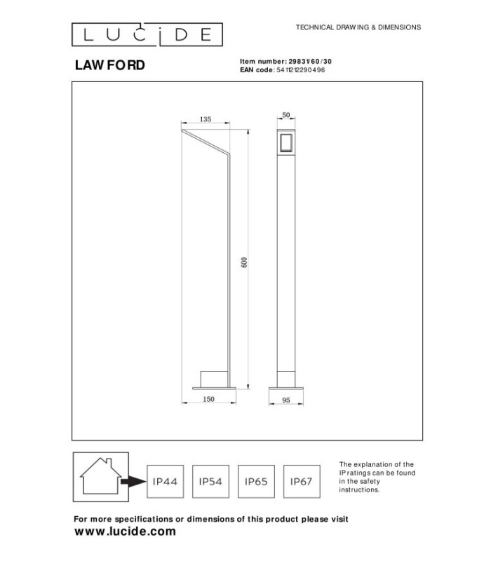 Lawford Bollard light - LED 3000K IP54 - Black-5
