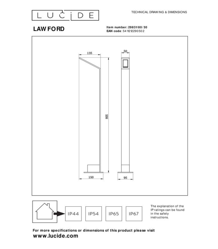 Lawford Bollard light - LED 3000K IP54 - Black-5