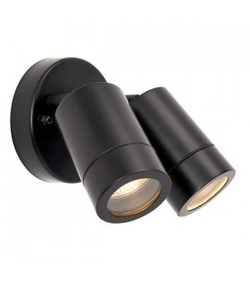 2 Light Outdoor Spotlight Matt Black, Glass IP44, GU10 - 1
