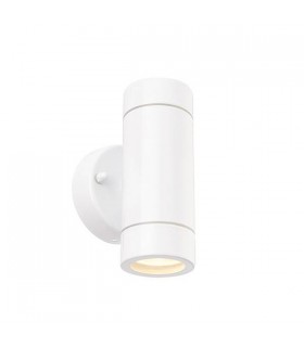 2 Light Outdoor Up Down Wall Light Gloss White, Glass IP44, GU10 - 1