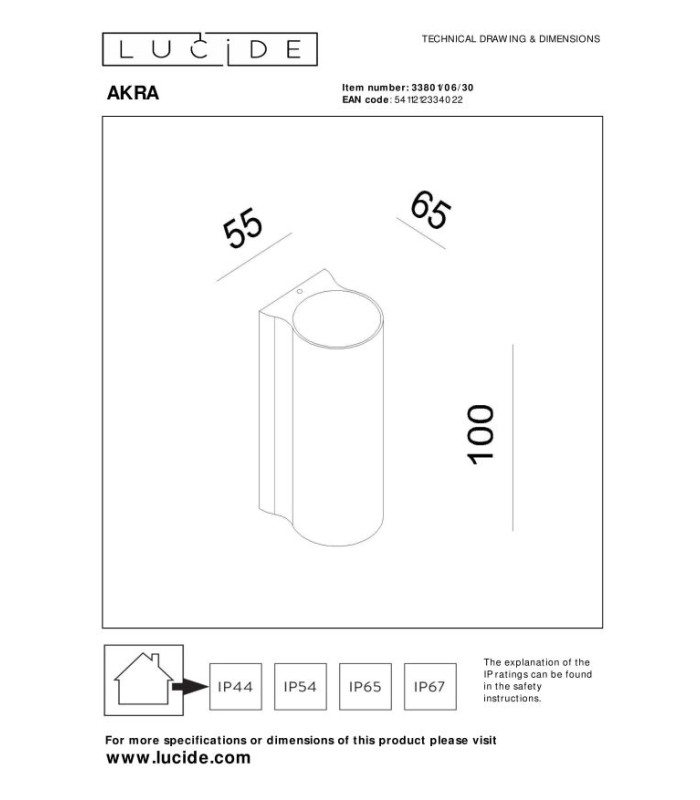 Akra Wall light Outdoor - LED 2700K IP54 - Black-4