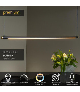 Premium Marnik Pendant light Ø2.5cm LED Dim. CCT 1x22W 2700K/4000K - Hand Wave Sensor - Black-2