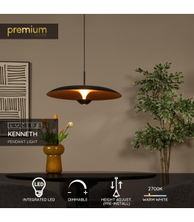 Premium Kenneth Pendant light Ø60cm LED Dim. 2700K - Black-2