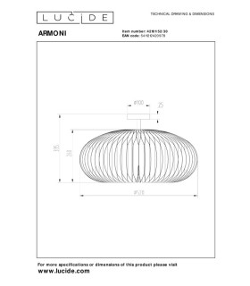 Armoni Flush ceiling light Ø52cm 1xE27 - Black-2