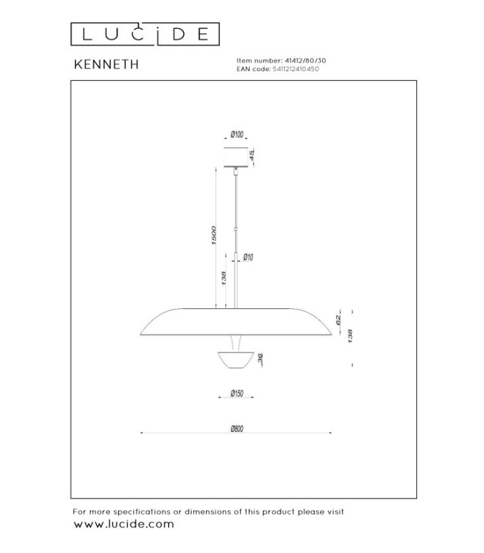 Premium Kenneth Pendant light Ø80cm LED Dim. 2700K - Black-8
