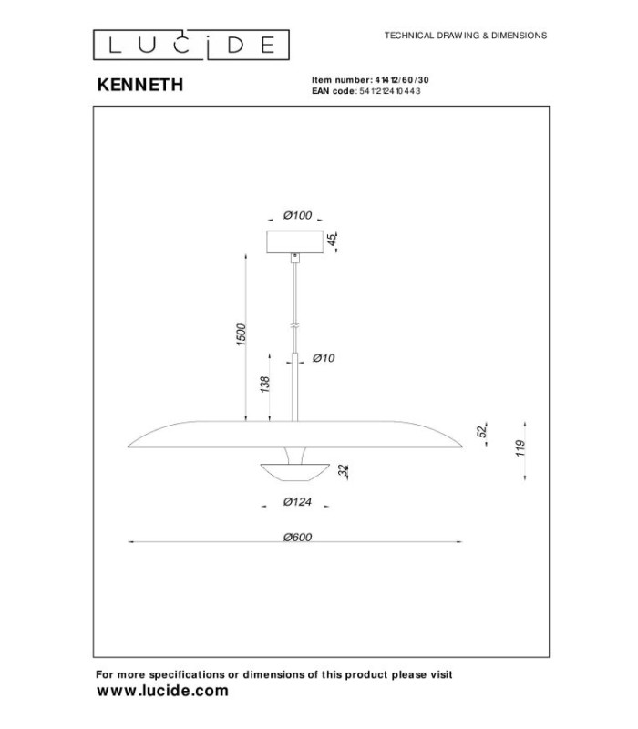 Premium Kenneth Pendant light Ø60cm LED Dim. 2700K - Black-10