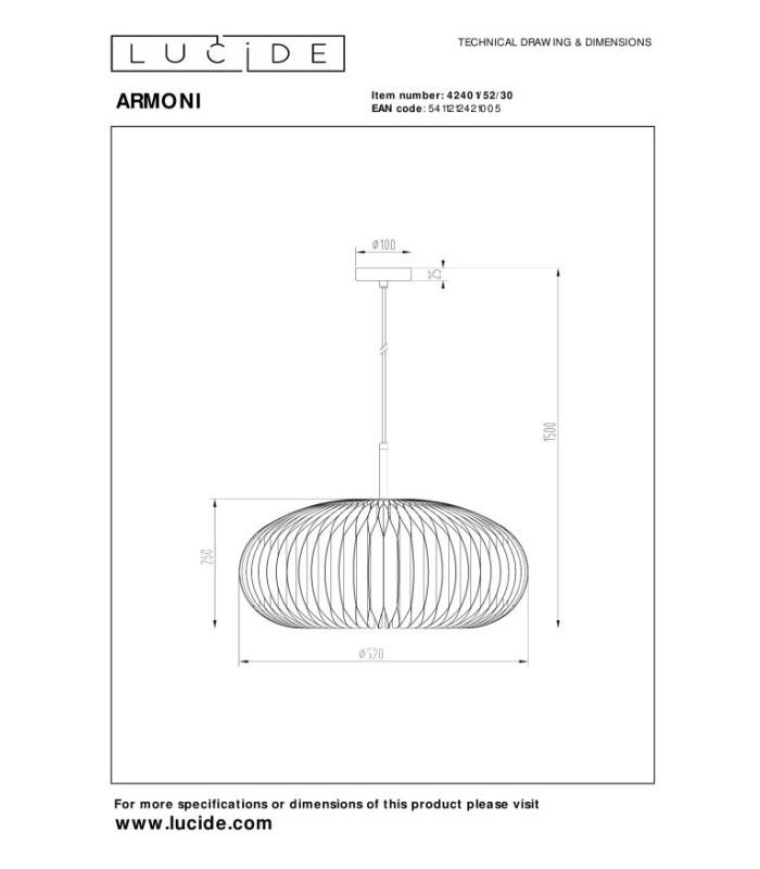 Armoni Pendant light Ø52cm 1xE27 - Black-5