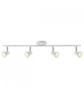 4 Light Spotlight Bar Gloss White, Satin Chrome Plate, GU10 - 1