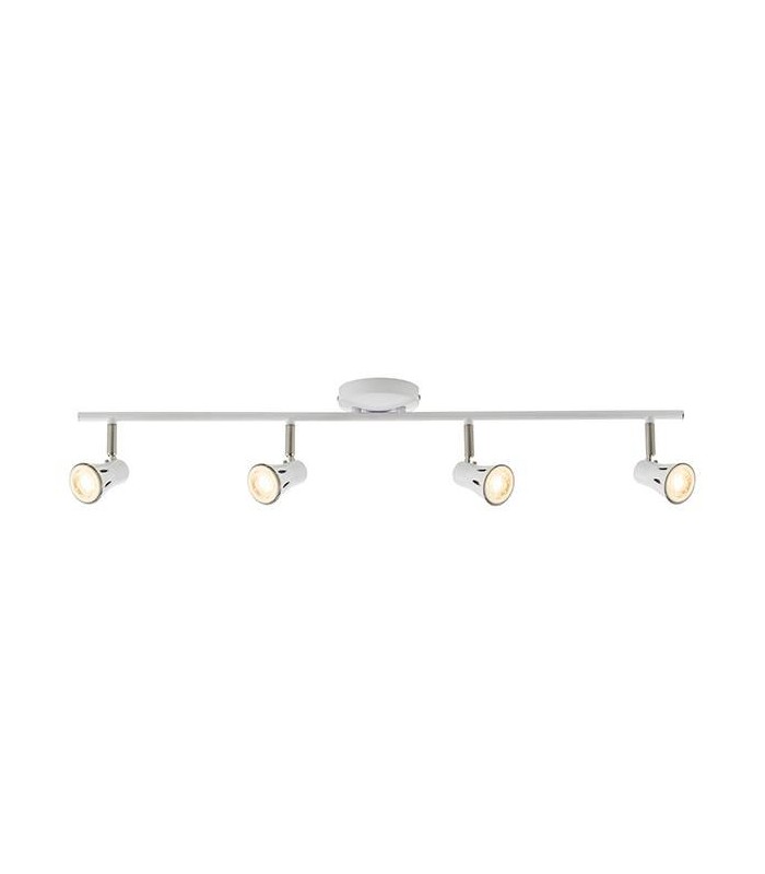4 Light Spotlight Bar Gloss White, Satin Chrome Plate, GU10 - 1