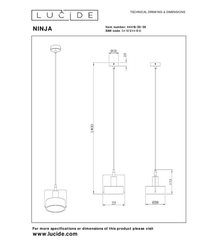 Ninja Pendant light Ø20cm 1xE27 - Grey-8