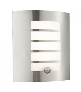 Integrated LED PIR 1 Light Outdoor Wall Light Brushed Stainless Steel, Opal Polypropylene IP44 - 1