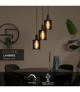Lambres Pendant light - 3xE27 - Black-2