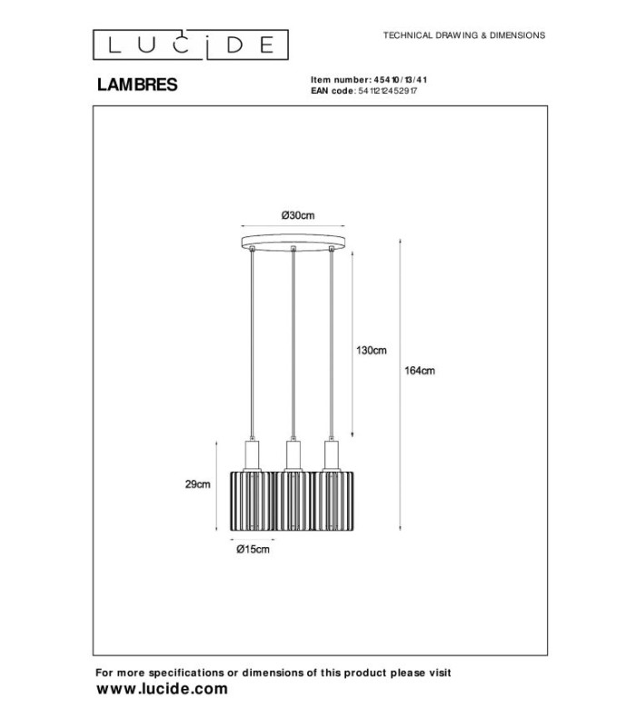 Lambres Pendant light - 3xE27 - Taupe-9