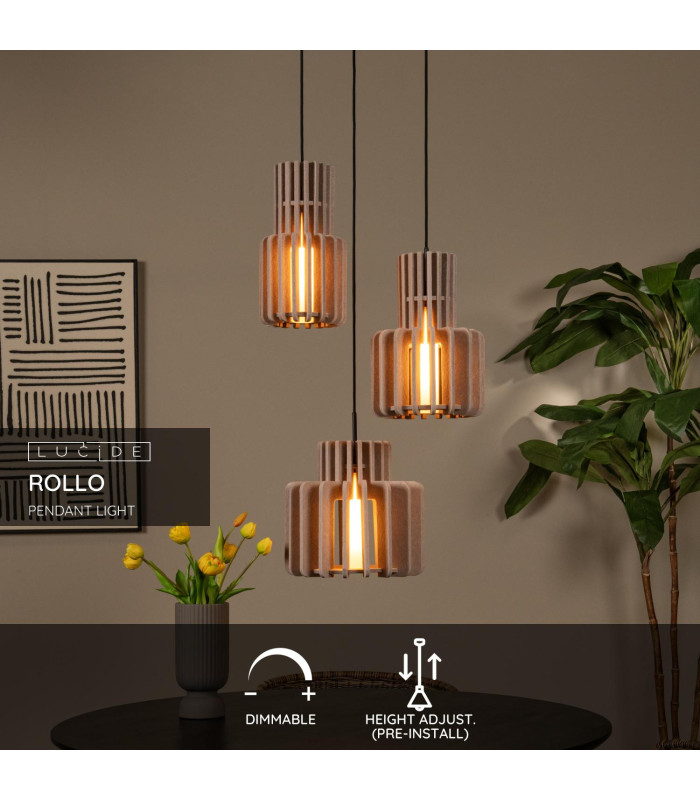 Rollo Pendant light - 3xE27 - Taupe-2