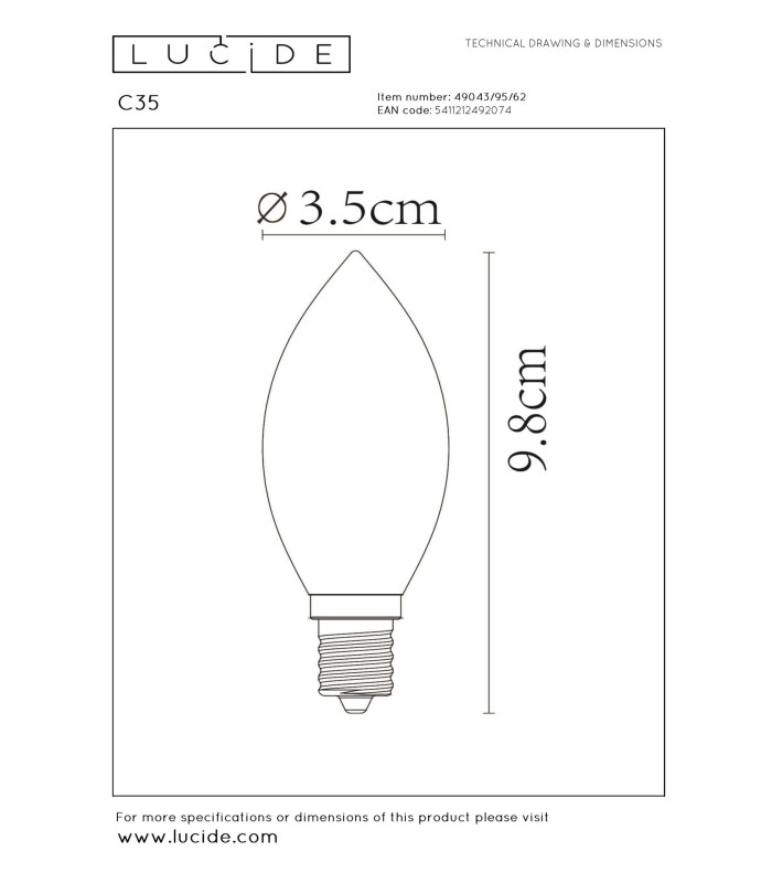 C35 Filament bulb Ø3.5cm E14 2200K - Amber-3