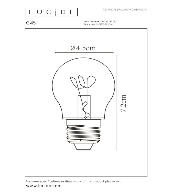 G45 Filament bulb Ø4.5cm E27 2200K - Amber-3