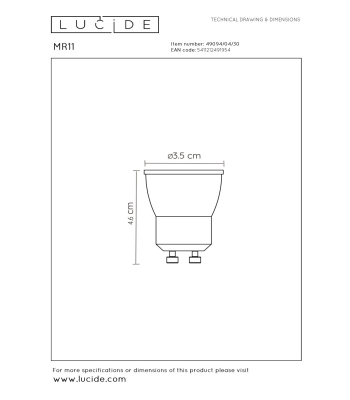 Mr11 Led bulb Ø3.5cm LED Dim. - GU10 2700K - Black-3