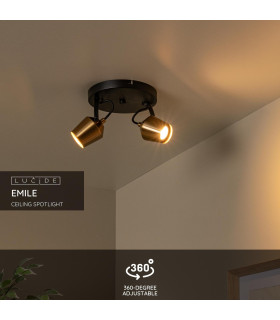 Emile Ceiling spotlight Ø20cm 2xGU10 - Matt Gold Brass-2
