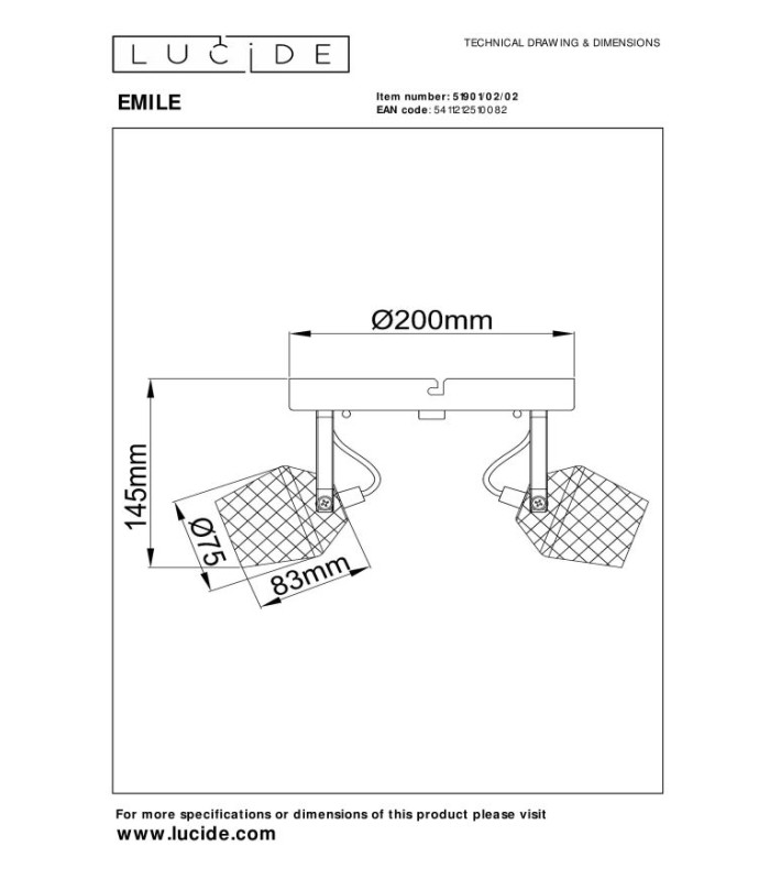 Emile Ceiling spotlight Ø20cm 2xGU10 - Matt Gold Brass-8