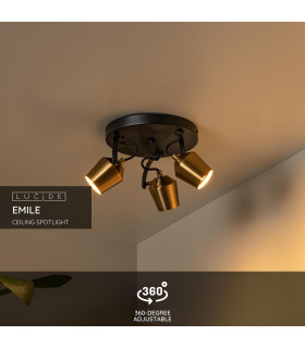 Emile Ceiling spotlight Ø23cm 3xGU10 - Matt Gold Brass-2