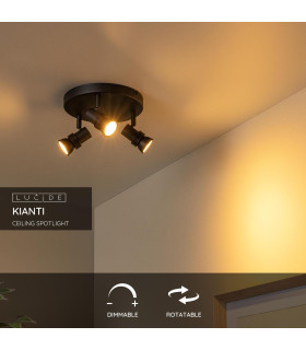 Kianti Ceiling spotlight Ø21cm 3xGU10 - Black-2