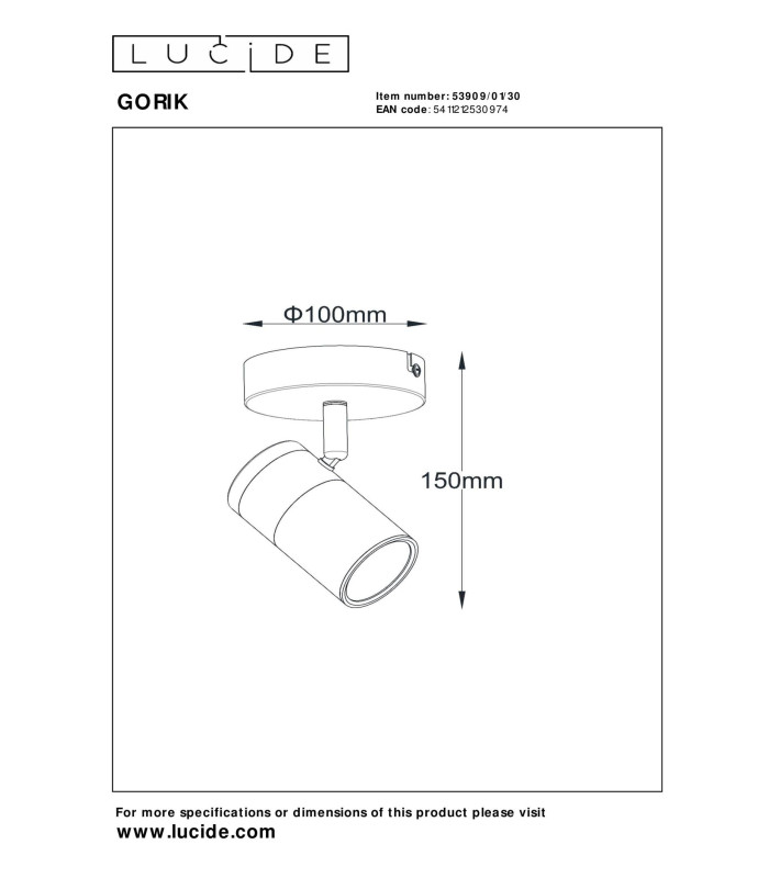 Gorik Wall spotlight Wall light - 1xGU10 - Black-4