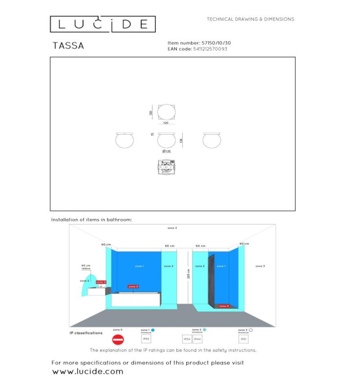 Tassa Flush ceiling light Bathroom Ø13.5cm LED Dim to warm 1800K/3000K IP40 - Black-4