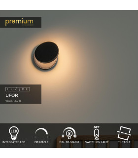 Premium Ufor Wall light Ø12cm LED Dim to warm - 1800K/3000K - Black-2