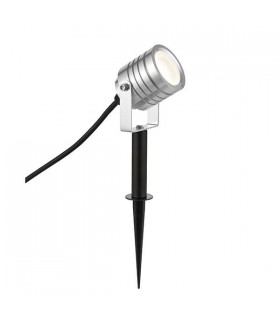 Integrated LED 1 Light Outdoor Spike Light Silver Anodised, Frosted IP65 - 1