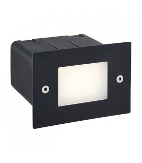 Integrated LED Outdoor Recessed Wall Light Textured Black, Frosted IP44 - 1