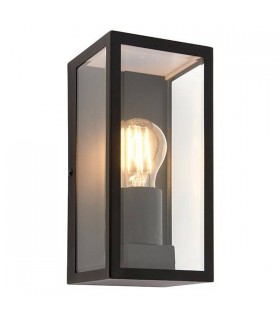 1 Light Outdoor Wall Lantern Matt Black, Glass IP44, E27 - 1