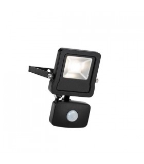 Integrated LED PIR Outdoor Wall Flood Light Matt Black, Glass IP44 - 1