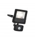 Integrated LED PIR Outdoor Wall Flood Light Matt Black, Glass IP44 - 1