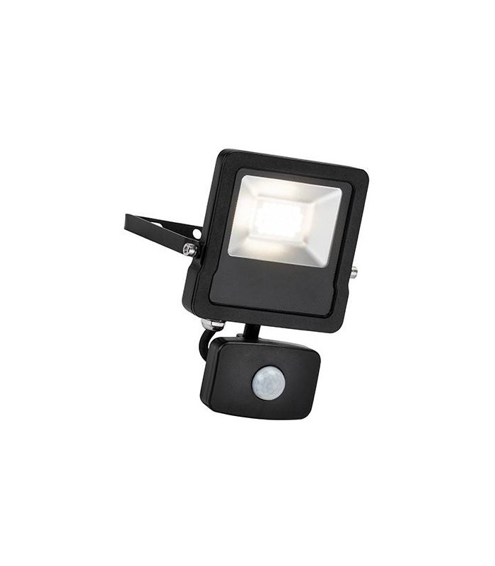 Integrated LED PIR Outdoor Wall Flood Light Matt Black, Glass IP44 - 1