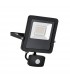 Integrated LED PIR Outdoor Wall Flood Light Matt Black, Glass IP44 - 1
