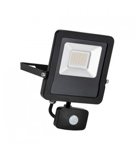 Integrated LED PIR Outdoor Wall Flood Light Matt Black, Glass IP44 - 1