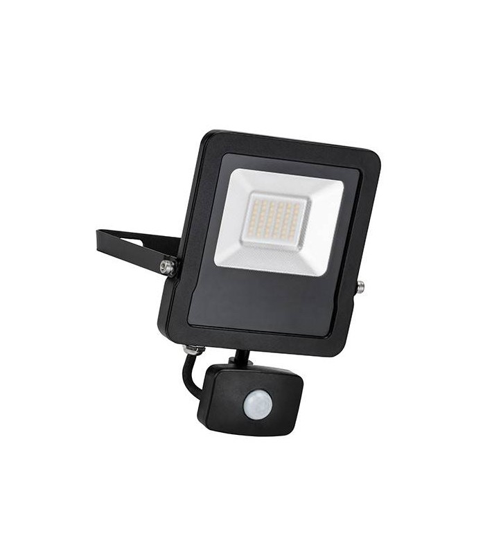 Integrated LED PIR Outdoor Wall Flood Light Matt Black, Glass IP44 - 1