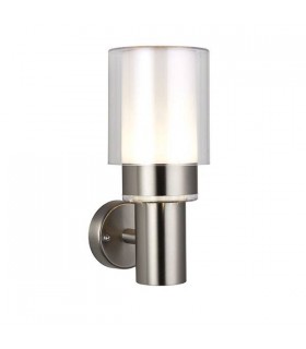 Integrated LED 1 Light Outdoor Wall Light Brushed Stainless Steel, Clear IP44 - 1