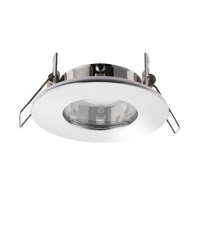 LED Fire Rated 1 Light Bathroom Recessed Light Chrome Plate, Glass IP65 - 1