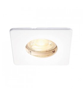 LED Fire Rated 1 Light Bathroom Recessed Downlight Matt White, Glass IP65 - 1