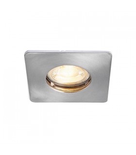 LED Fire Rated 1 Light Bathroom Recessed Downlight Brushed Chrome Plate, Glass IP65 - 1