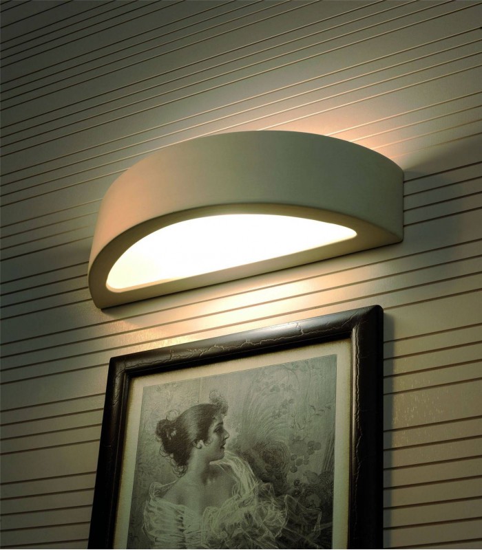 1 Light Ceramic Flush Wall Light White, E27 - 3