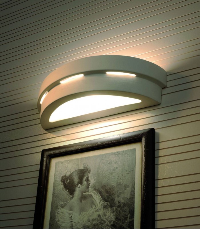1 Light Ceramic Flush Wall Light White, E27 - 2