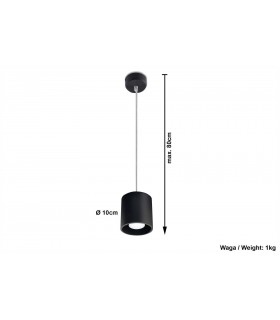 1 Light Round Ceiling Pendant Black, GU10 - 2