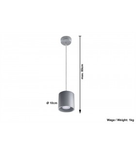 1 Light Round Ceiling Pendant Grey, GU10 - 2